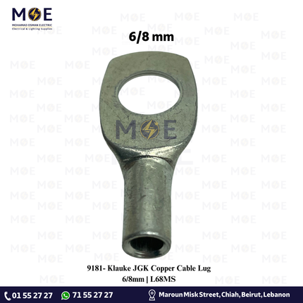 Klauke JGK Copper Cable Lug 6/8mm | L68MS