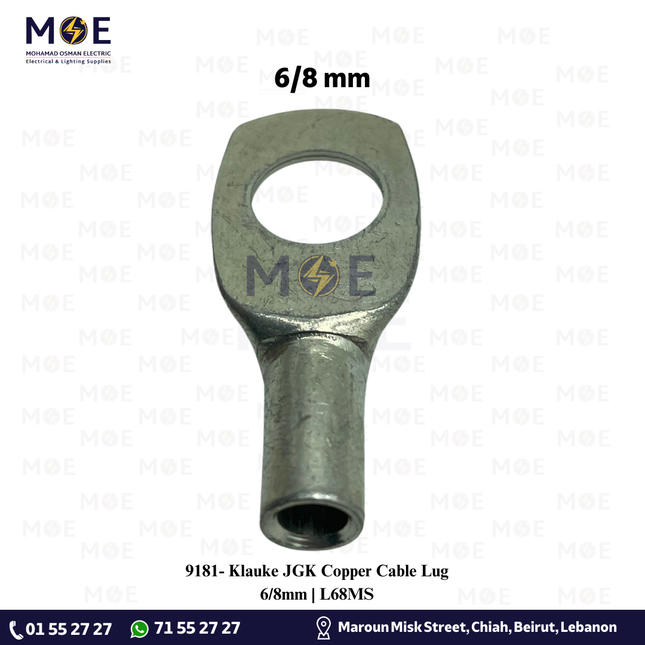 Klauke JGK Copper Cable Lug 6/8mm | L68MS