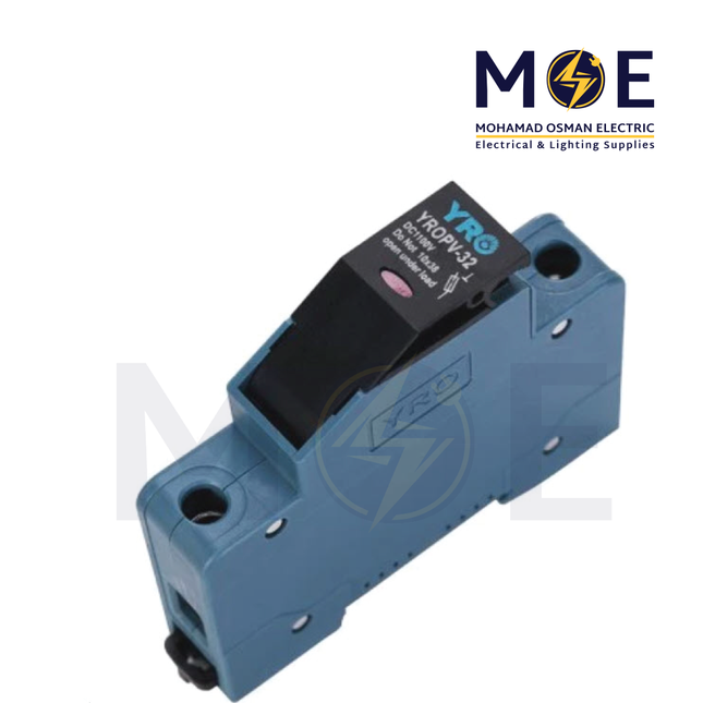 YRO Din Fuse Holder With Indicator 10x38mm 32A 1000VDC 1P 1module | PV-32B with Light | دجنتور بيت فيوز مع ضو - حامل فيوز على سكة دين - قاعدة فيوز