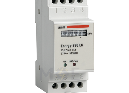 Vemer Single-Phase Energy Meter KwH 230V AC 50/60Hz 22.5A 2module | Energy-230 LC-VN960100 | عداد كيلو وات