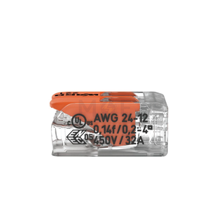 Wago Compact Splicing Connector 2 Holes 0.2-4mm | 221-412 | جنكسيون وصل