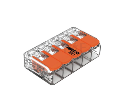 Wago Compact Splicing Connector 5 Holes 0.2-4mm | 221-415 | جنكسيون وصل