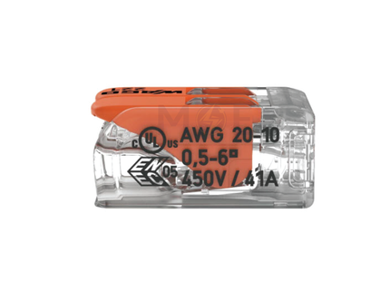 Wago Compact Splicing Connector 2 Holes 0.5-6mm | 221-612 | جنكسيون وصل