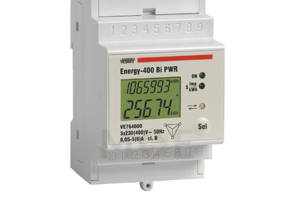 Vemer Digital Three-Phase Energy Meter KwH 3x230V AC 50/60Hz 3module | Energy-400 Bi PWR-VE764600 | عداد ديجيتال كيلو وات ثلاثة فاز