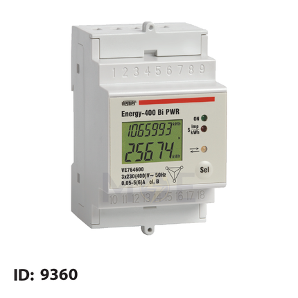 Vemer Digital Three-Phase Energy Meter KwH 3x230V AC 50/60Hz 3module | Energy-400 Bi PWR-VE764600