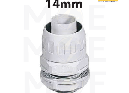 Elettrocanali IP65 Cable Gland / Box Joint for flexible conduit Gray GX14 14mm | GX14 | برس اتوب للفلكسيبل رمادي