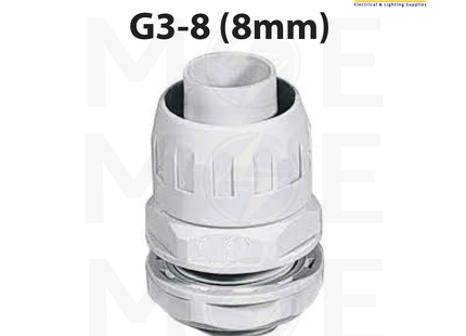 Elettrocanali IP65 Cable Gland / Box Joint for flexible conduit Gray G3/8 8mm | G3/8 - 8mm | برس اتوب للفلكسيبل رمادي