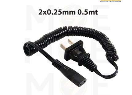 Power Cord / Shaver Spiraled Cable IEC-320-C1 2x0.25mm 0.5mt | 6140/N4 336230 | شريط مكنة حلاقة رصور