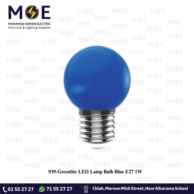 Greenlite LED Lamp Bulb Blue E27 1W