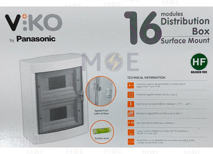 Viko IP40 Surface Mount Distribution Board Smoked Door 234x291x104.5mm 2Rx8module 16module | 90912116-veko16ds | تابلو بلاستيك ظاهر غطا مفيم