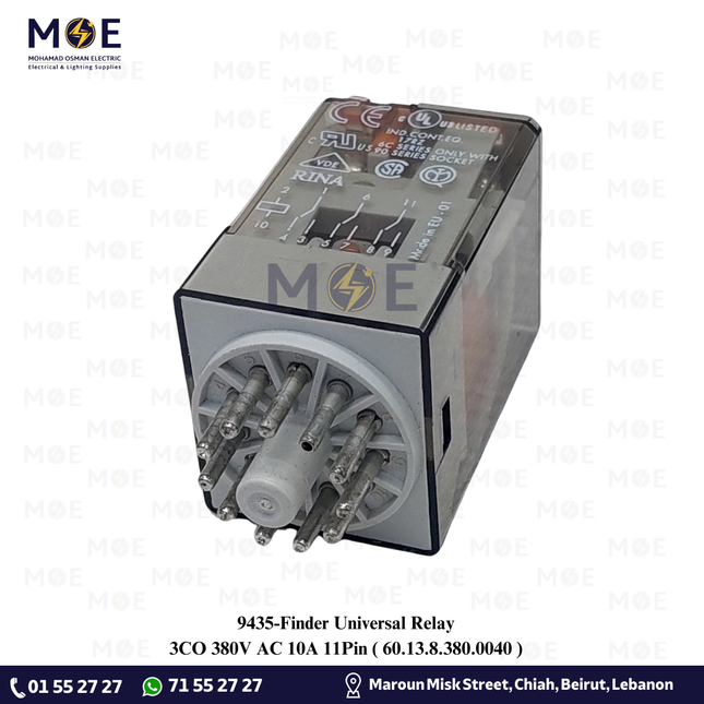 Finder Universal Relay 3CO 380V AC 10A 11Pin | 60.13.8.380.0040 | ريليه