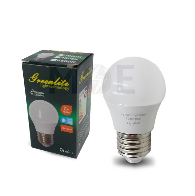 Greenlite LED Lamp Bulb WarmWhite E27 7W | G45