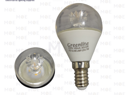 Greenlite LED Lamp Clear Lens Bulb WarmWhite E14 7W | لمبة ليد برم سن رفيع لنس بول شفاف ورم وايت
