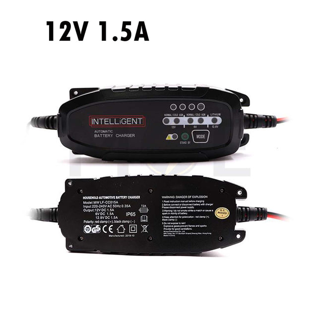 MW IP65 8 Steps Intelligent Battery Charger with CC/CV Control 6V & 12V 1.5A | MW LFCC015