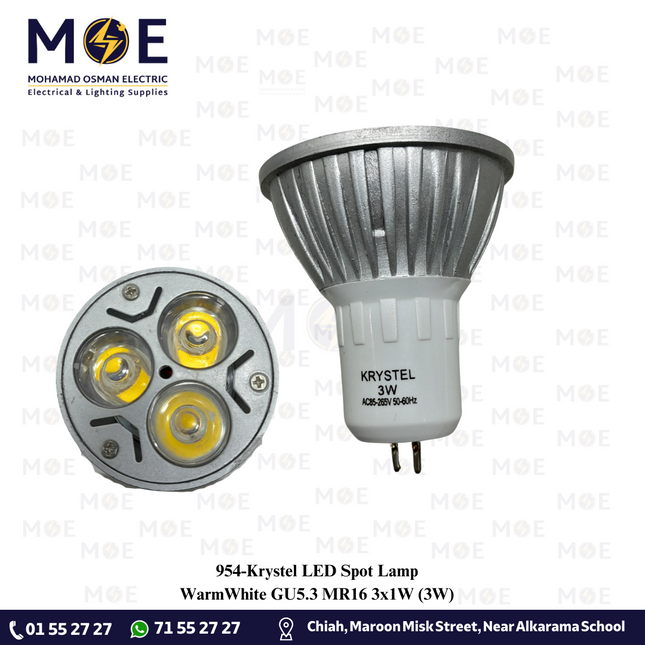 Krystel LED Spot Lamp WarmWhite GU5.3 MR16 3x1W (3W)