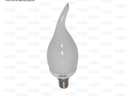 Greenlite Economic CFL Lamp Milky Candle Tail WarmWhite E14 13W | لمبة توفير برم سن رفيع شمعة دنب حليبي ورم وايت