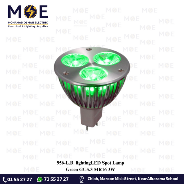 L.B. lightingLED Spot Lamp Green GU5.3 MR16 3W