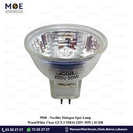 Novilite Halogen Spot Lamp WarmWhite Clear GU5.3 MR16 220V 50W | JCDR