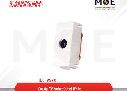 Sanshe Coaxial TV Socket Outlet White | KH1117 | بريز تلفزيون ابيض