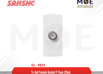 Sanshe TV-Sat Female Socket F-Type 1module | KH1129-001314 | بريز تلفزيون و ستلايت عزقة ابيض