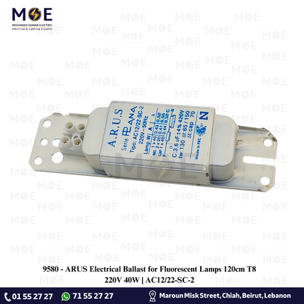 ARUS Electrical Ballast for Fluorescent Lamps 120cm T8 220V 40W | AC12/22-SC-2