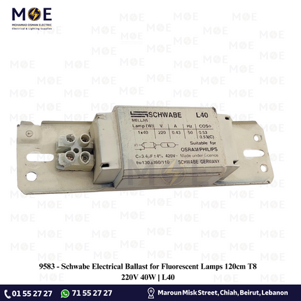 Schwabe Electrical Ballast for Fluorescent Lamps 120cm T8 220V 40W | L40