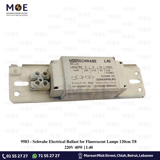 Schwabe Electrical Ballast for Fluorescent Lamps 120cm T8 220V 40W | L40