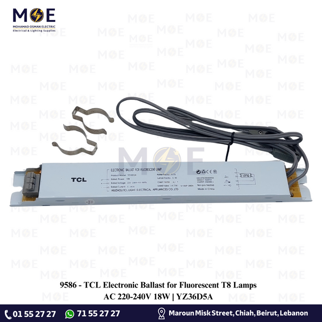 TCL Electronic Ballast for Fluorescent T8 Lamps AC 220-240V 18W | YZ36D5A