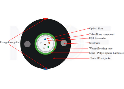 9634-Outdoor Fiber Optic Cable Single mode 4 Core Black 9/125  µm