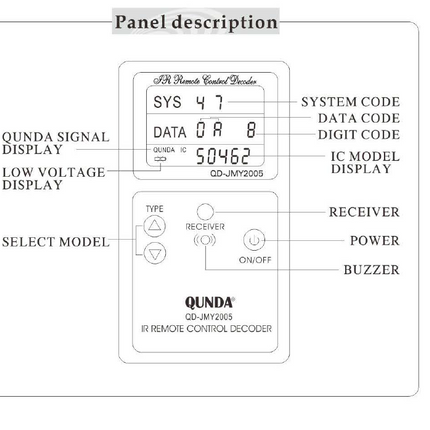 Qunda IR Remote control Signal Tester and Decoder | QD‑JMY2005