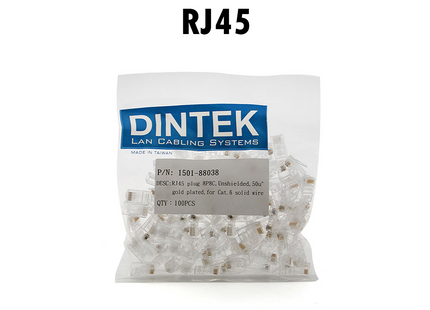 Dintek Network Plug Crimp Connector Unshielded Transparent CAT6 RJ45 8P8C | 1501-88027