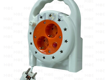 Orient Multiple Sockets Cable Reel 2 Socket Schuko plug+Earth+Switch 5 meter| XX-G-I | بكرة كادر بريز مجوز مع شريط ومفتاح ابيض
