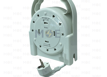 Orient Multiple Sockets Cable Reel 2 Socket Schuko plug+Earth+Switch 5 meter| XX-G-I | بكرة كادر بريز مجوز مع شريط ومفتاح ابيض