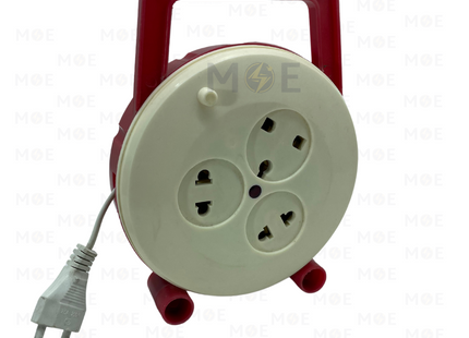 Multiple Sockets Cable ( 2x0.75mm ) Triple Outlet Reel 3 Socket 5A 6.4 meter| 667A | بكرة كادر بريز مثلث مع شريط مبسط