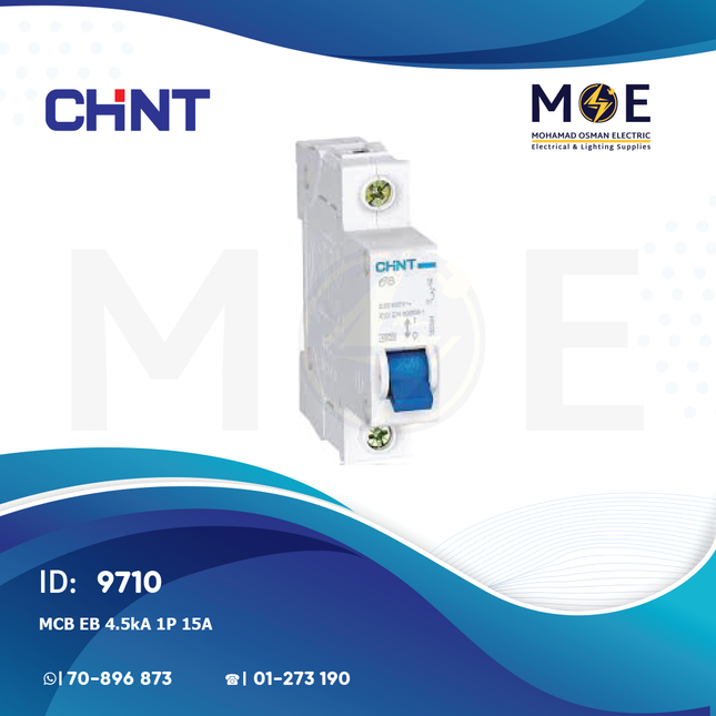 Chint MCB EB 4.5kA 1P 15A | 135024-186790 | دجنتور كهرباء مفرد - قاطع كهربائي