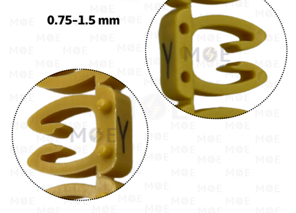 Klemsan Cable Markers Capital Letter KE1 ( 0.75-1.5mm ) Yellow ( Y ) | KL 517034 | حلقة ترقيم كابلات اصفر حرف