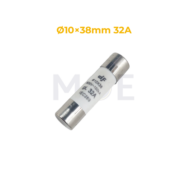 DF Ceramic Tube Fuse Ø10×38mm 32A 500V AC 100kA gL فيوز بورسلين