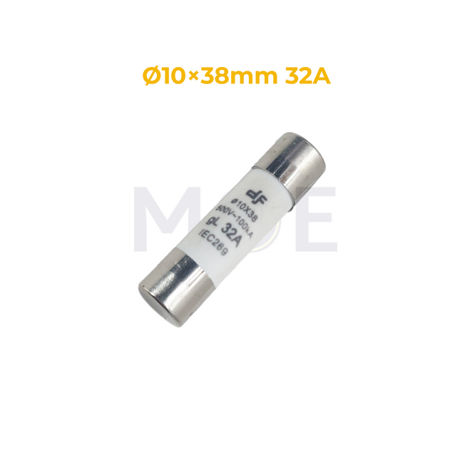 DF Ceramic Tube Fuse Ø10×38mm 32A 500V AC 100kA gL فيوز بورسلين