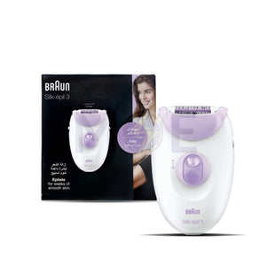 Braun Silk-épil 3 SE 3-170 Gentle and Efficient Hair Removal with Smartlight Precision  - مكنة حلاقة نسائية للساقين والذراعين مع ملحق
