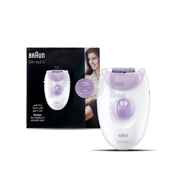 Braun Silk-épil 3 SE 3-170 Gentle and Efficient Hair Removal with Smartlight Precision  - مكنة حلاقة نسائية للساقين والذراعين مع ملحق