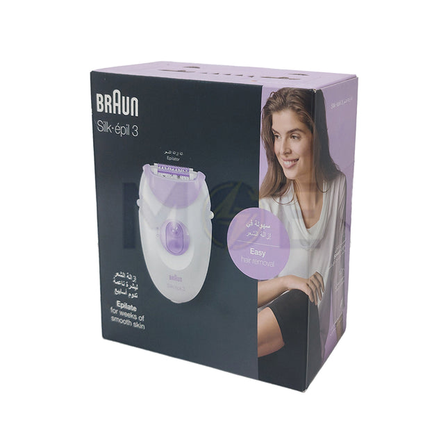 Braun Silk-épil 3 SE 3-170 Gentle and Efficient Hair Removal with Smartlight Precision  - مكنة حلاقة نسائية للساقين والذراعين مع ملحق