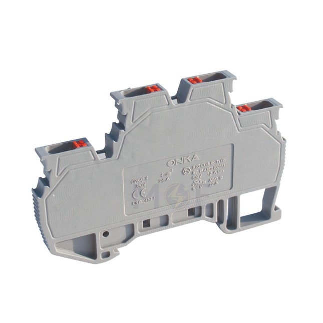 ONKA Double Level Rail Terminal Block Gray 4mm | ON-MRK 4-GRY 1652