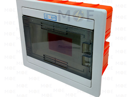 IP40 Flush Mount Distribution Board Smoked Door 240x195x85mm 1Rx8module 8module | LGD-8 ways //CP GWS | تابلو بلاستيك مخفي تقليد الجويس غطا مفيم