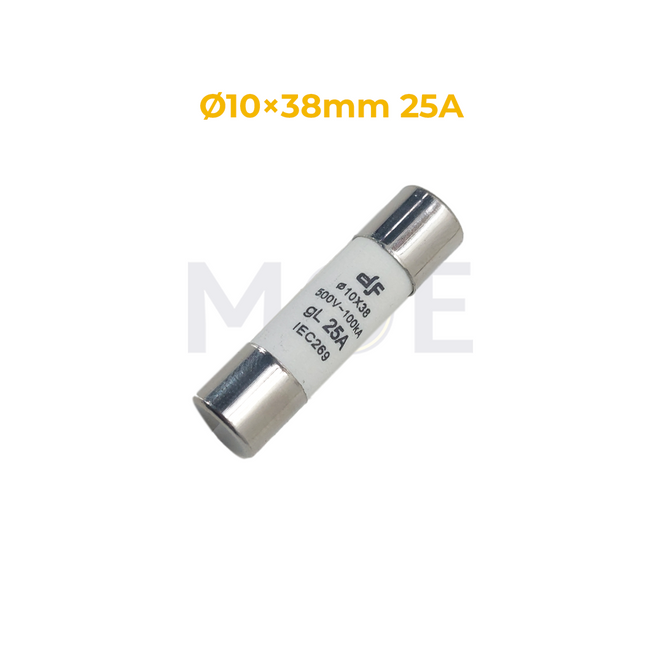 DF Ceramic Tube Fuse Ø10×38mm 25A 500V AC 100kA gL | 10x38 فيوز بورسلين