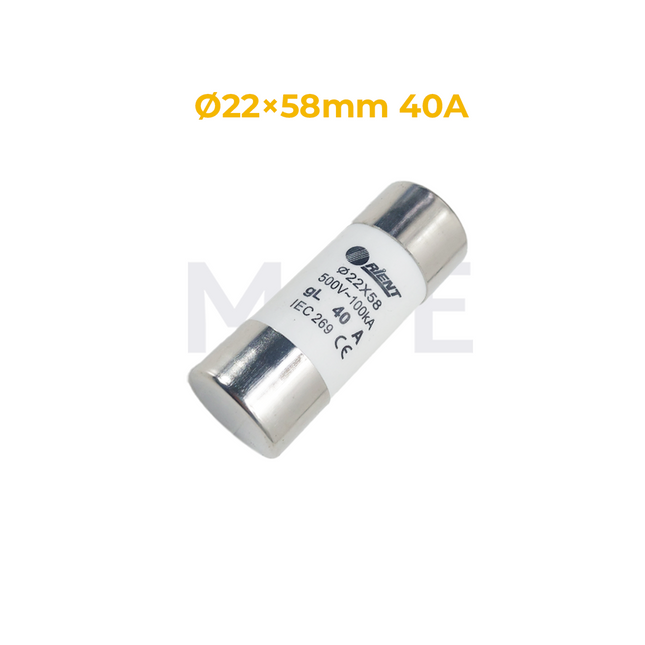 Orient Ceramic Tube Fuse Ø22×58mm 40A 500V AC 100kA gL فيوز بورسلين