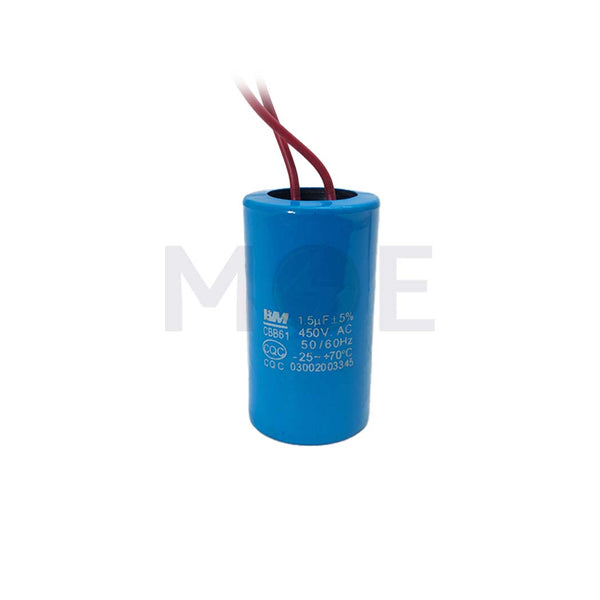 BM Motor Running Capacitor 1.5UF 450V with 2 wires | CBB61 بوبين موتور
