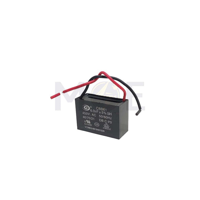Fan Capacitor Black 6UF 450V | CBB61 بوبين مروحة بشريط