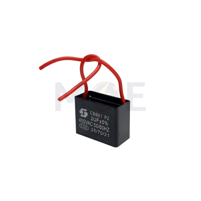 Fan Capacitor Black 2UF 450V | CBB61 بوبين مروحة بشريط