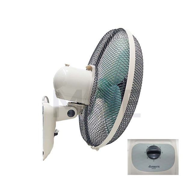 Airmate Wall Fan with Pull Cord Gray 60W 3 Blades 16inch مروحة حائط 3 فراشات مع حبلة رمادي