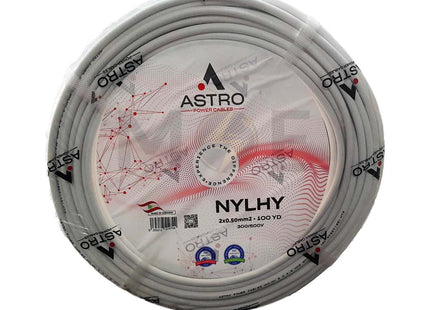 Astro Cables Sheathed-Insulated Fiber CU Core 300/500V Flexible White 2x0.5 mm كابل مبروم شعري ابيض